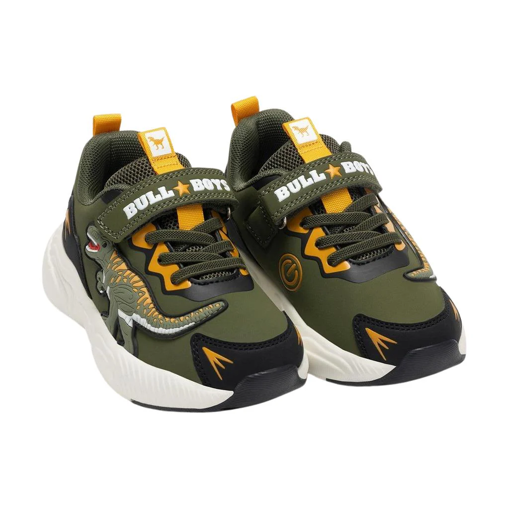Bull Boys DNAL4573 (VE66) T-Rex Green Light Up Hook & Loop Easy On Trainers - Image 2