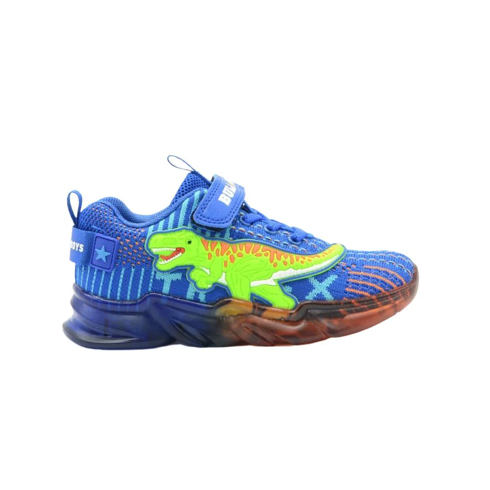 Bull Boys T-Rex Dinosaur Royal Blue Light Up Flashing Trainers Shoes - Image 29