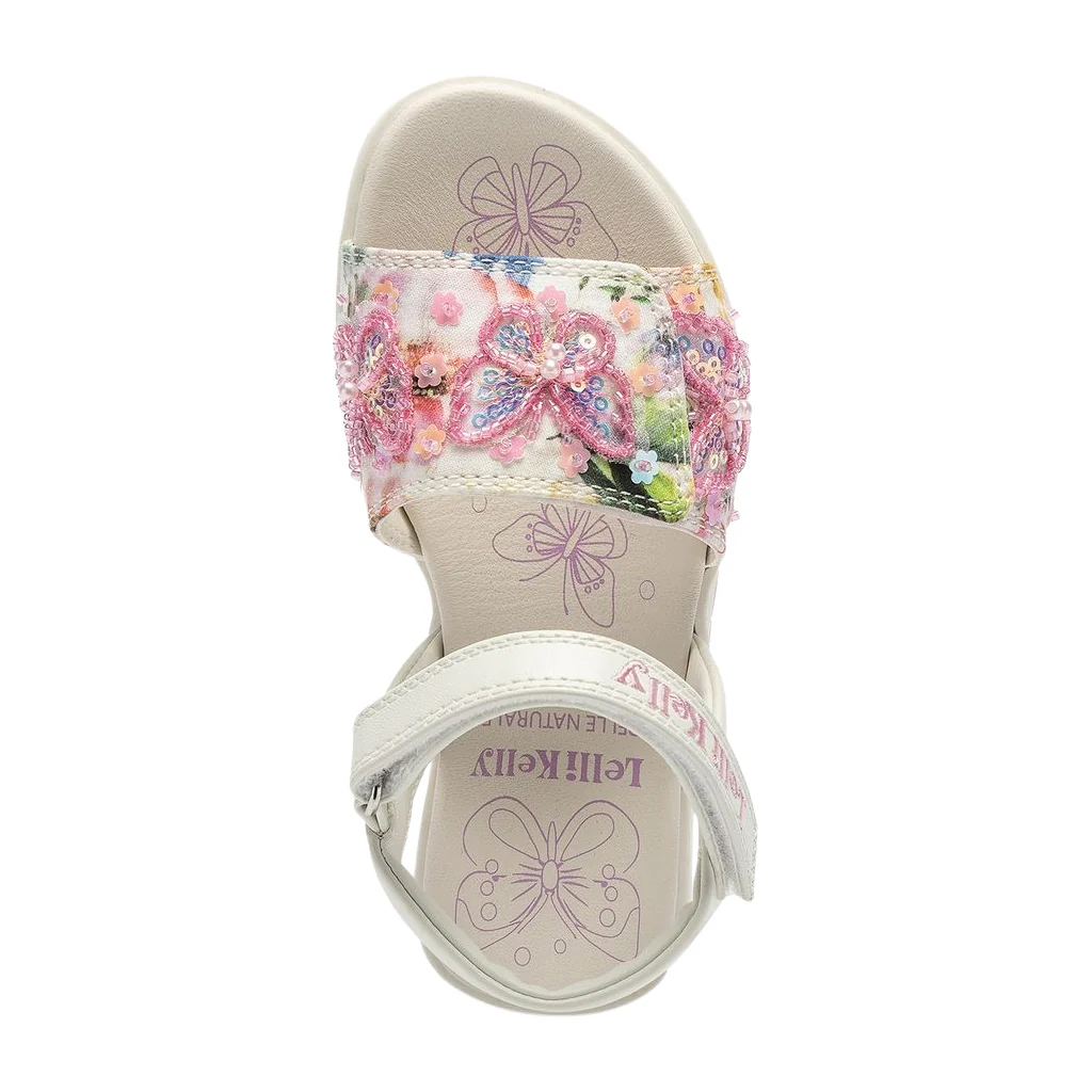 Lelli Kelly Serena Canvas Pink White Sandals LK5501 - Image 3