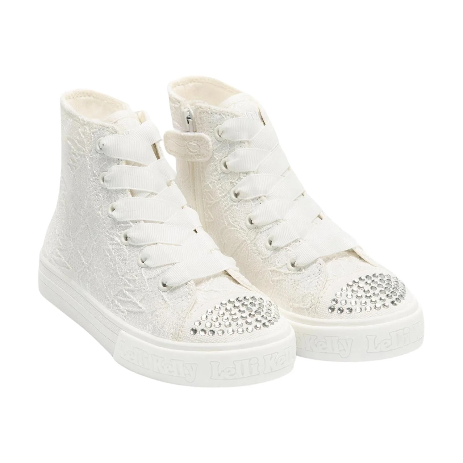 Lelli Kelly LK4177 (BI01) Clizia White Lace Diamante Baseball Boots - Image 43
