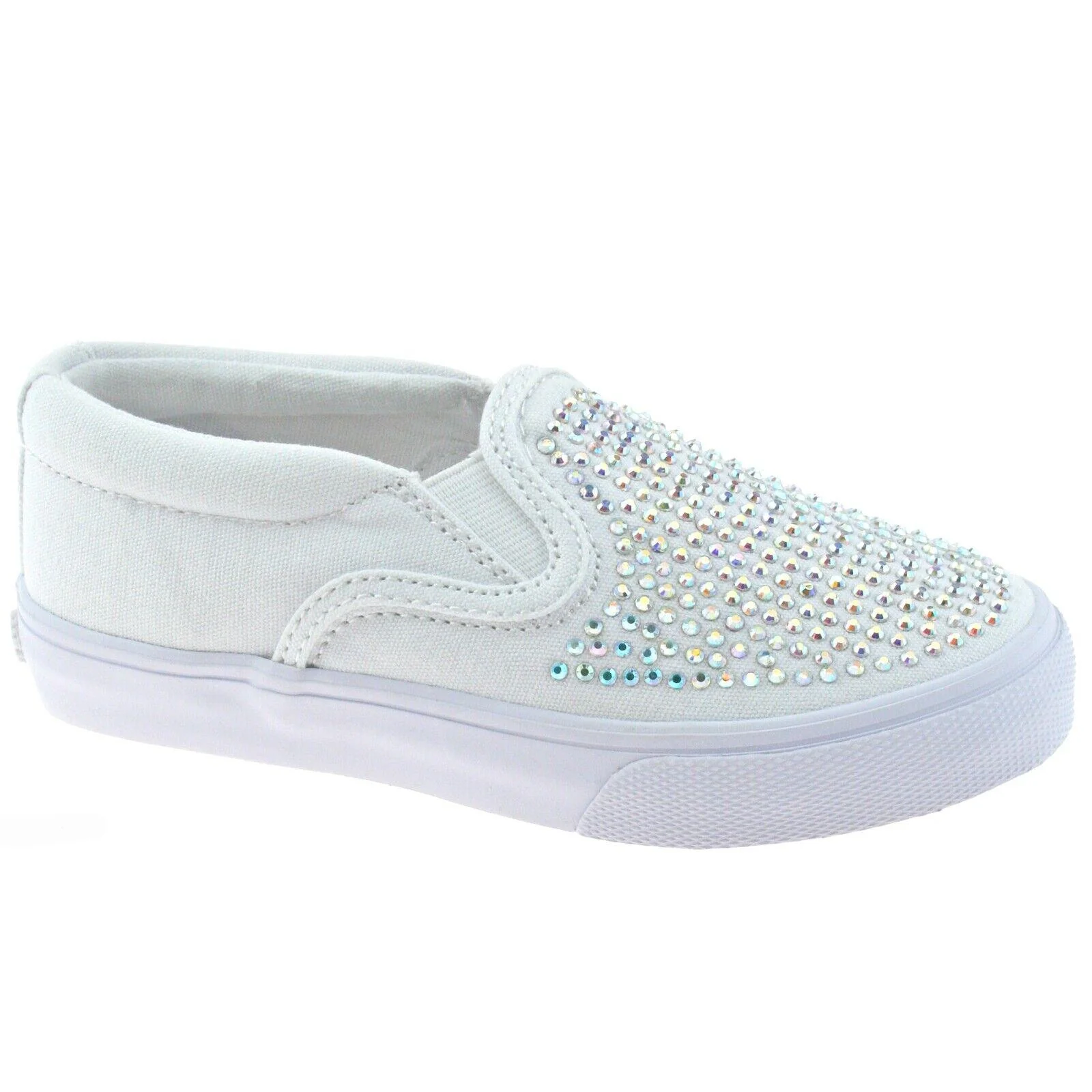 Lelli Kelly LK4254 (BA01) Bianco Stella Canvas Diamante Pumps - Image 3