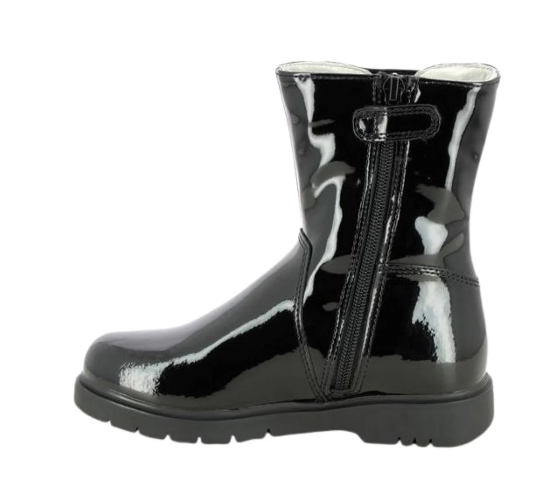 Lelli Kelly LK2324 (DB01) Marina Black Patent Leather Diamante Heart Boots - Image 3
