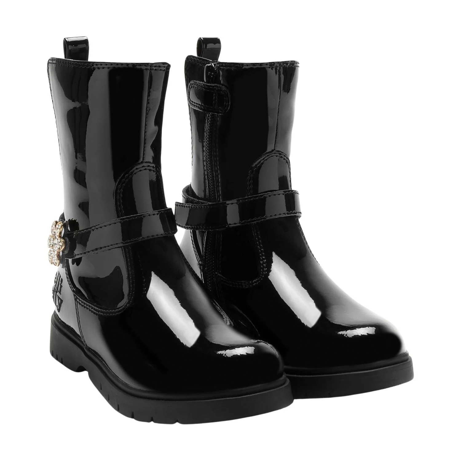 Lelli Kelly LK4340 (NE01) Alyssa CVR Black Patent Diamante Flower Ankle Boots - Image 2