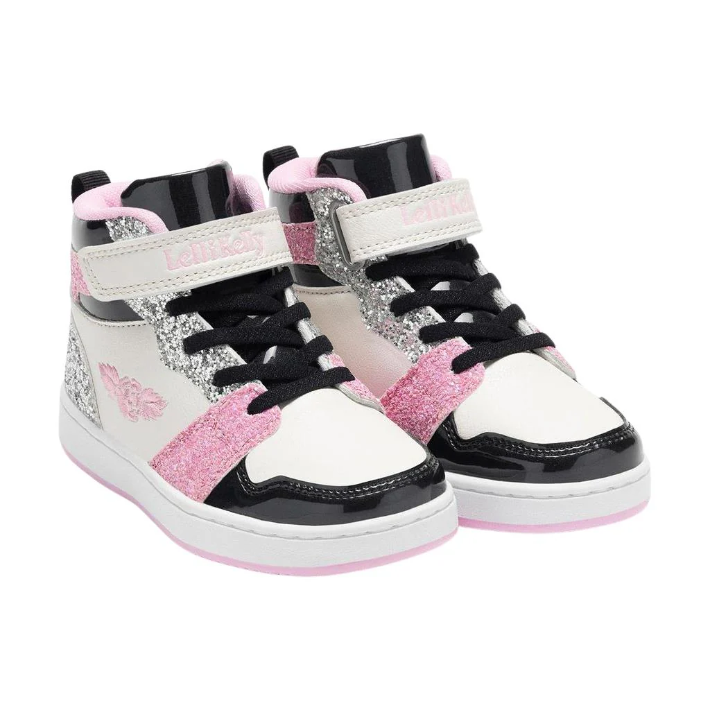 Lelli Kelly LK4416 (NEAV) Gaia White Black Pink Glitter Ankle Boots - Image 2