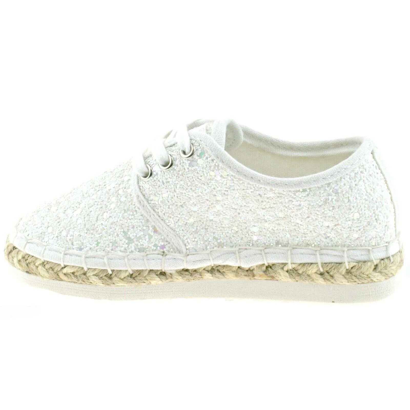 Lelli Kelly LK4608 (LA01) Bianco Glitter Ibiza Lightweight Espadrille Shoes - Image 2