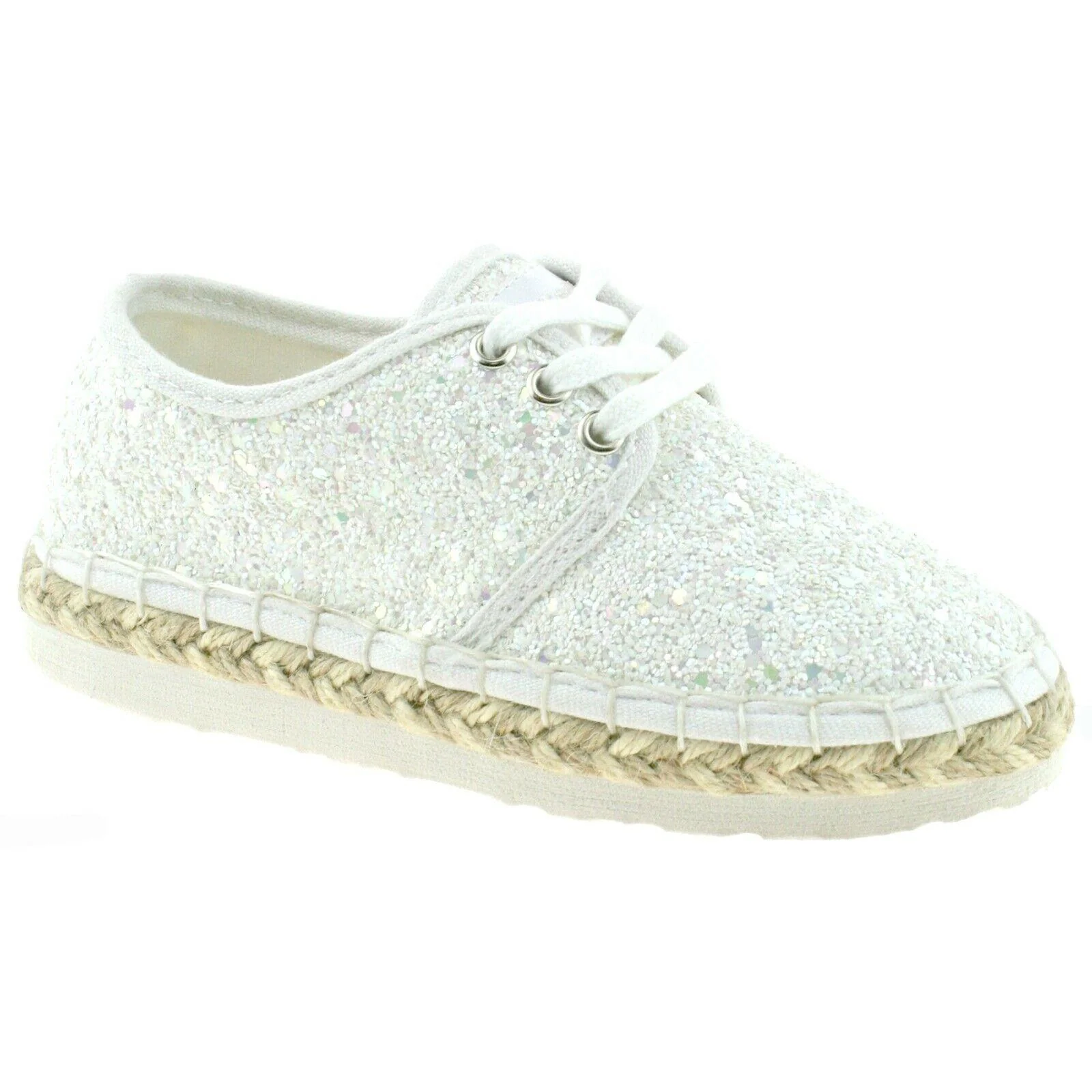 Lelli Kelly LK4608 (LA01) Bianco Glitter Ibiza Lightweight Espadrille Shoes - Image 5