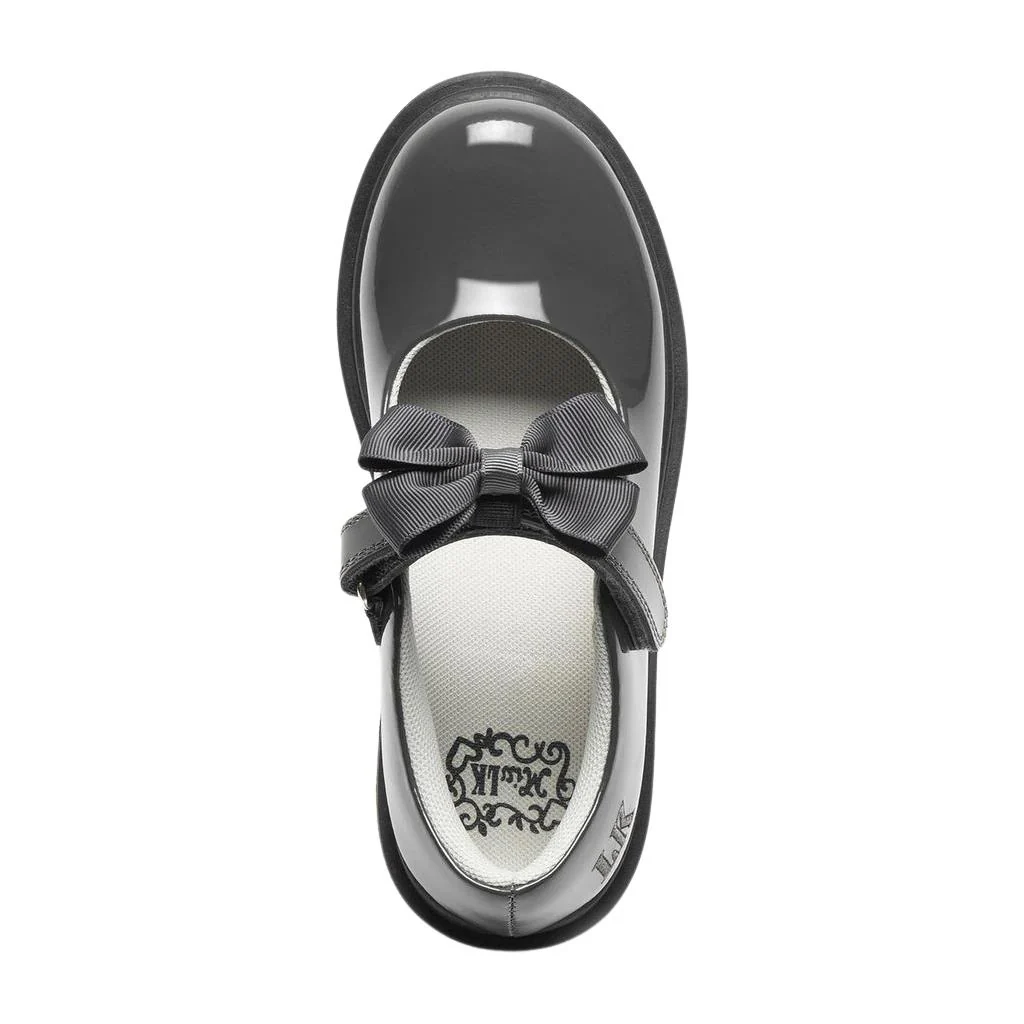 Lelli Kelly LK8461 (GR03) Miss LK Mia Grey Bow Patent School Shoes - Image 3