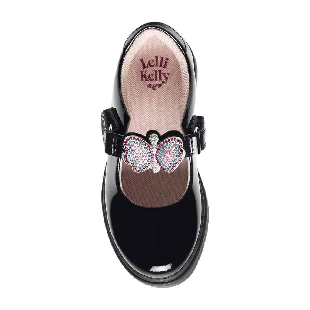 Lelli Kelly LK8510 (NE03) Luna 3 Butterfly Black Patent School Shoes - Image 2