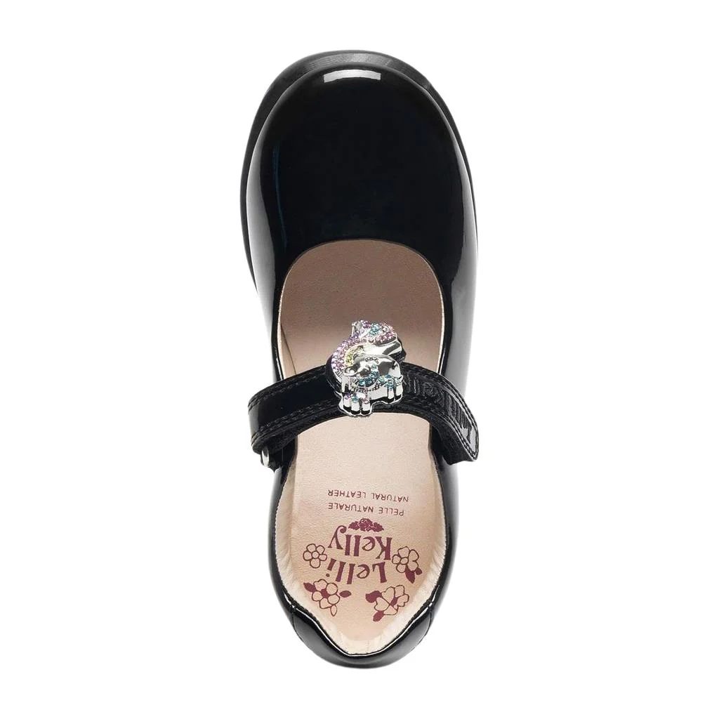 Lelli Kelly LK8616 (NE03) Bianca Unicorn Black Patent School Shoes - Image 3