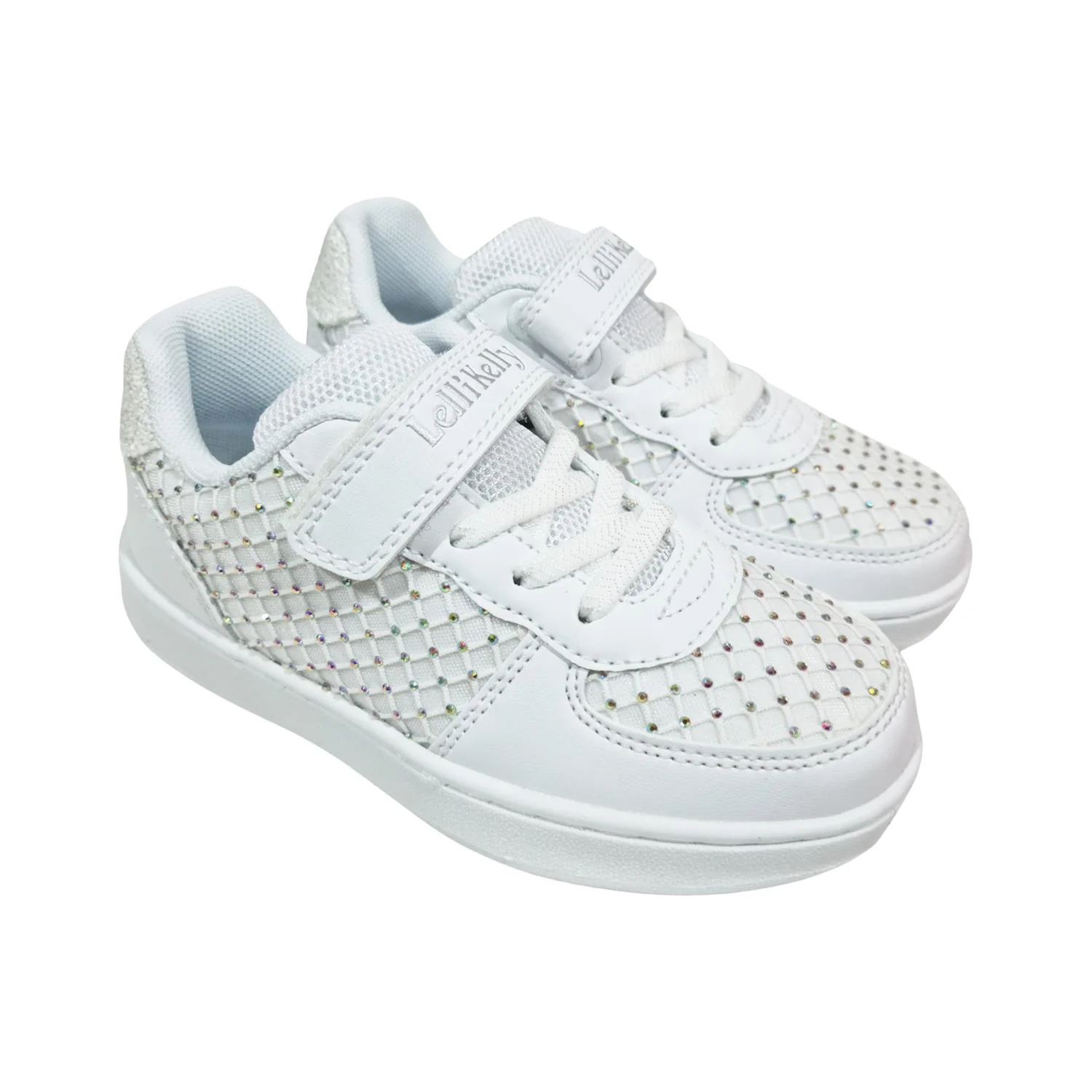 Lelli Kelly LKAA4013 (BI01) Cinzia White Faux Leather Mesh Diamante Trainers - Image 5