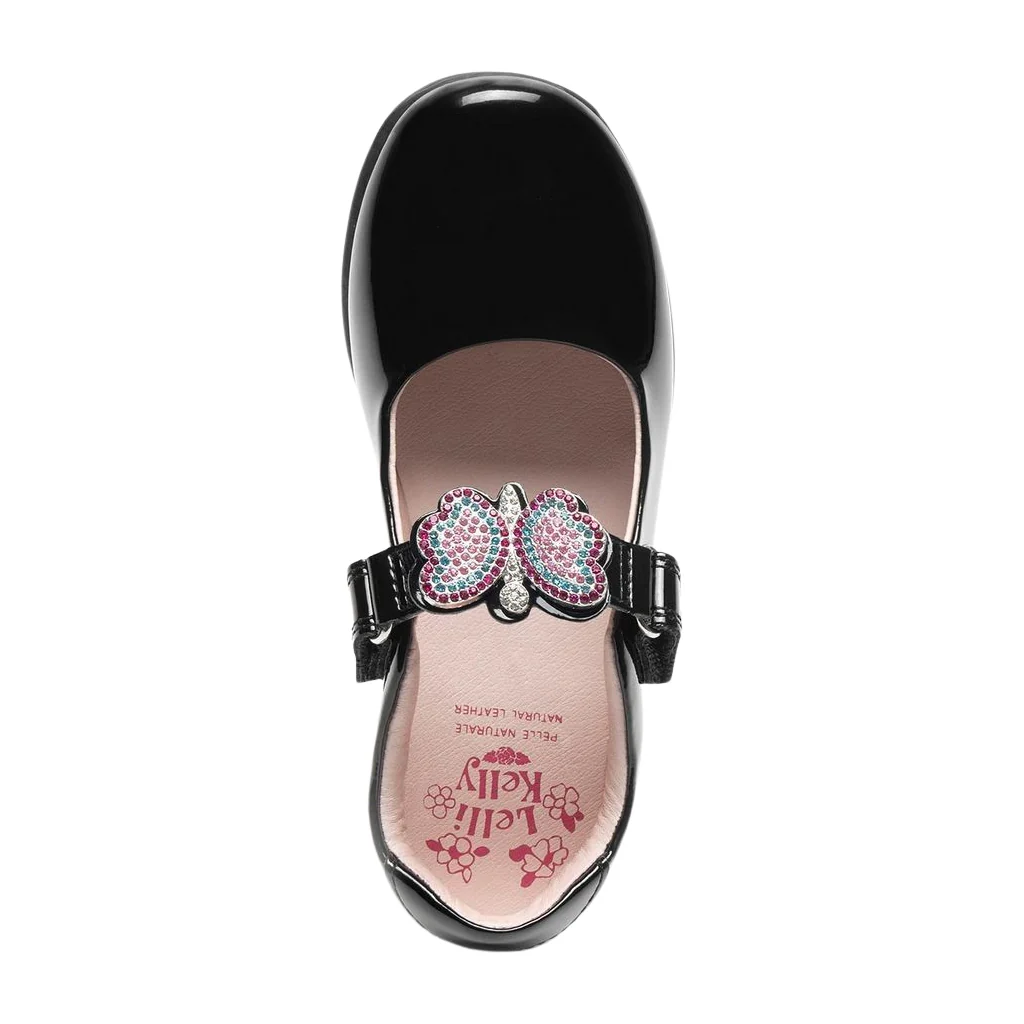 Lelli Kelly Luna Butterfly Black Patent Interchangeable School Shoes LK8411 (NE03) - Image 2