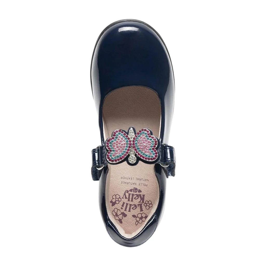Lelli Kelly Luna Butterfly Blue Patent Interchangeable School Shoes LK8411 (BL03) - Image 3