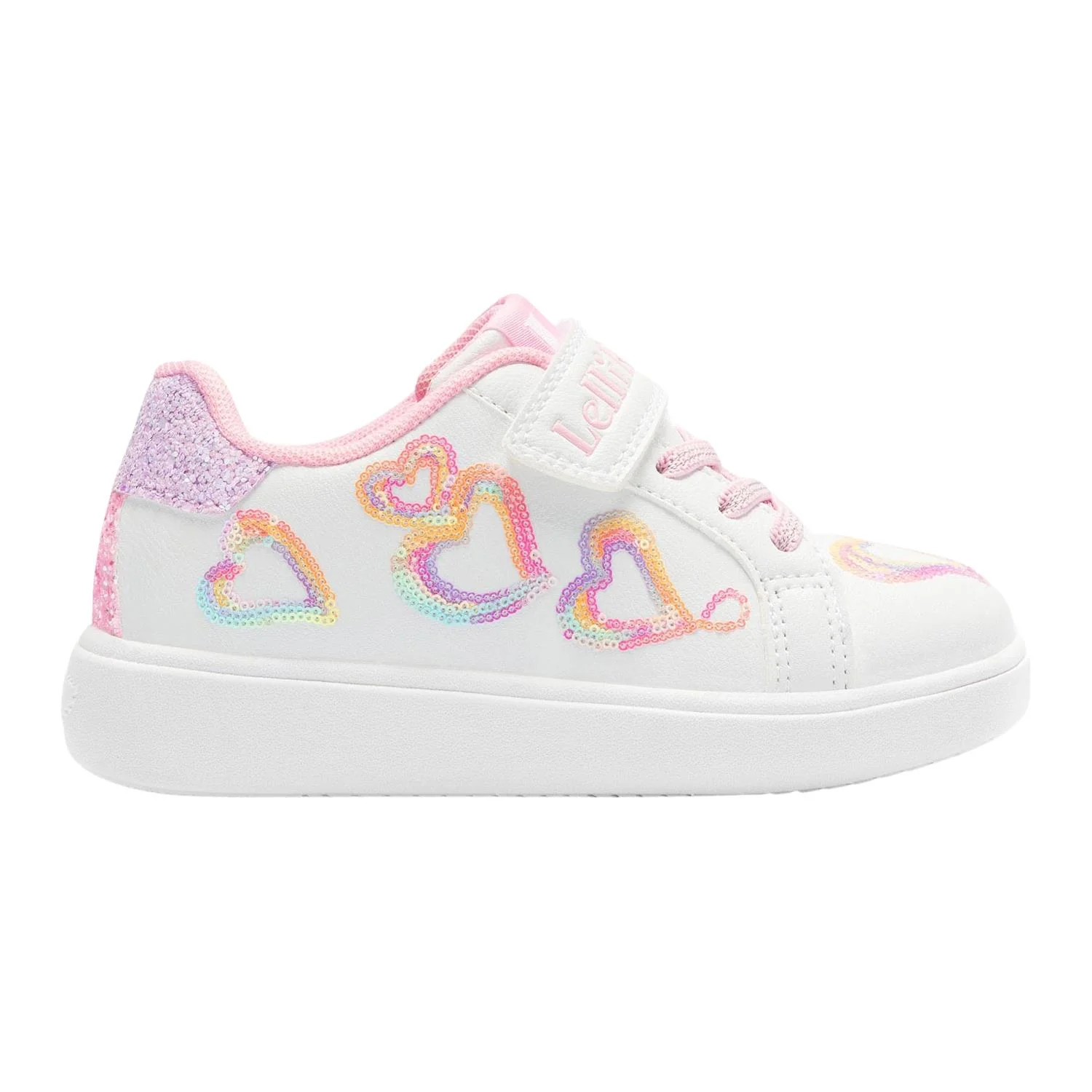 Lelli Kelly MLAA4017 (BI01) Mia White Sequined Heart Faux Leather Trainers - Image 2