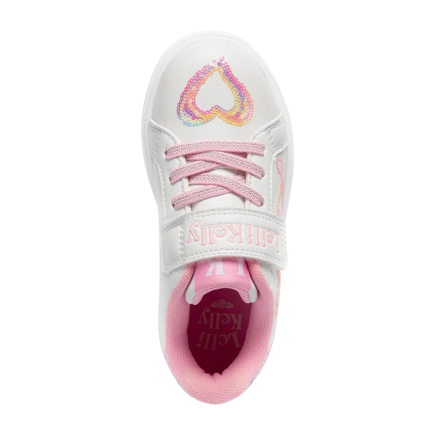 Lelli Kelly MLAA4017 (BI01) Mia White Sequined Heart Faux Leather Trainers - Image 3